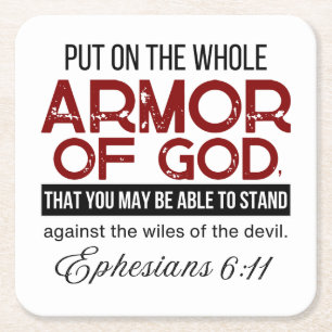 Ephesians 6:11 Put on the Whole Armour of God Square Paper Coaster