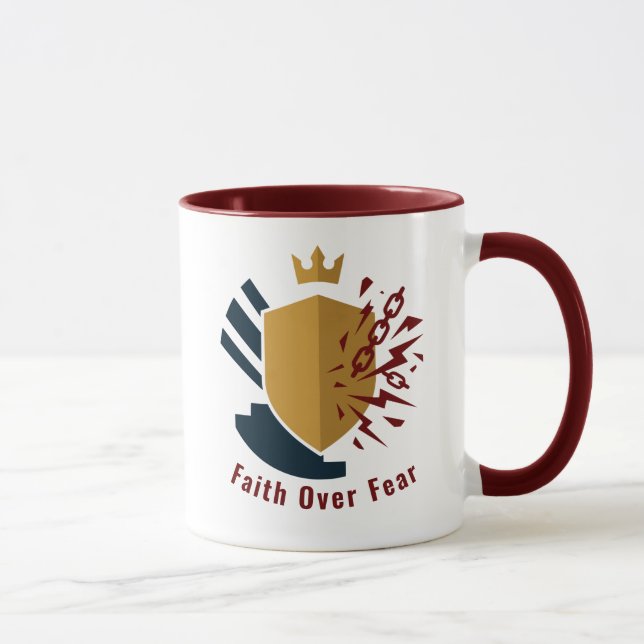Ephesians 6:12 Armour of God shield crown emblem Mug (Right)