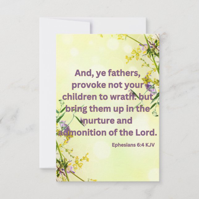 Ephesians 6:4 KJV Bible Scripture Pic Greeting Card (Front)