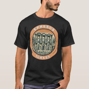Ephesus Turkey Illustration Travel Art Badge T-Shirt