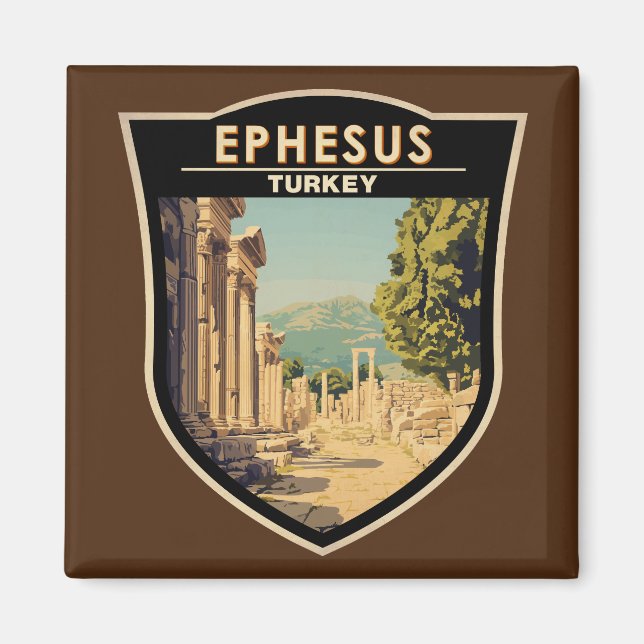Ephesus Turkey Travel Art Vintage Magnet (Front)