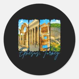 Ephesus Turkey Traveling Trip Brushstroke Meet Me Classic Round Sticker