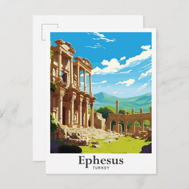 Ephesus Turkey Vintage Travel Portrait  Postcard (Front/Back)