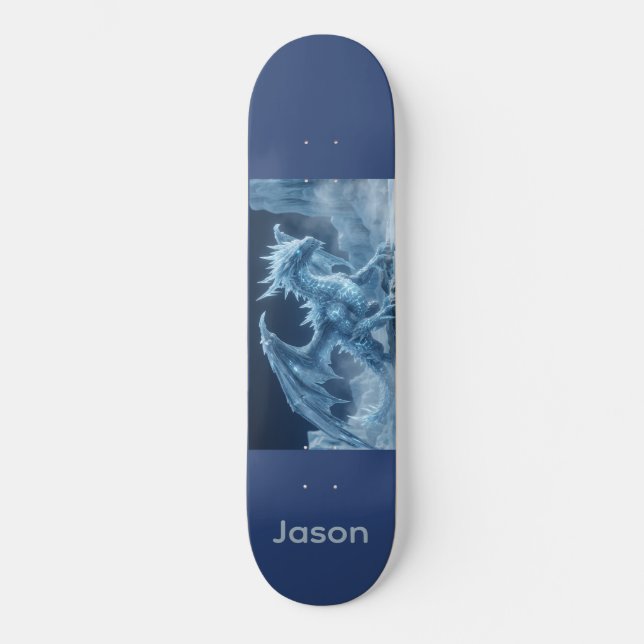 Epic 3D Blue Ice Dragon  Skateboard (Front)