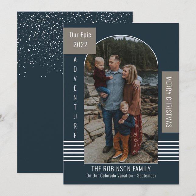 Epic Adventure Modern Christmas Holiday Greeting Card (Front/Back)