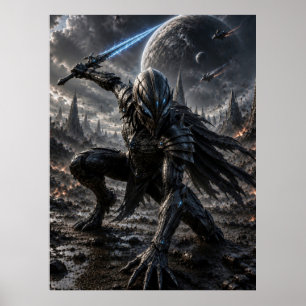 Epic Alien Knight in a Distant Galaxy Poster