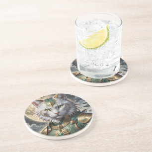 Epic Armoured Cat Warrior Coaster