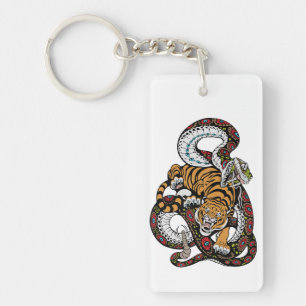Epic Battle: Tiger vs. Snake Art Key Ring