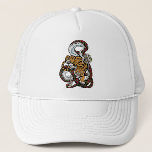 Epic Battle: Tiger vs. Snake Art Trucker Hat