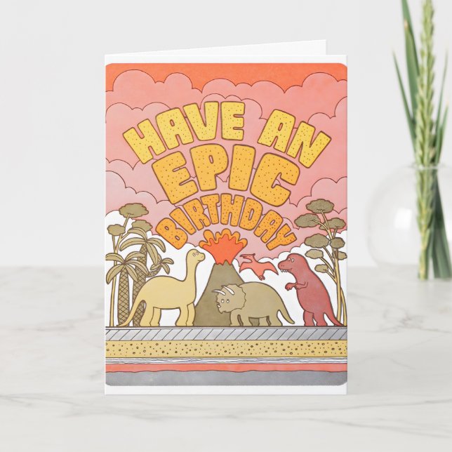 Epic Birthday Dinos Letterpress Card (Front)