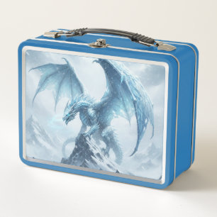 Epic Blue Ice Dragon Metal Lunch Box