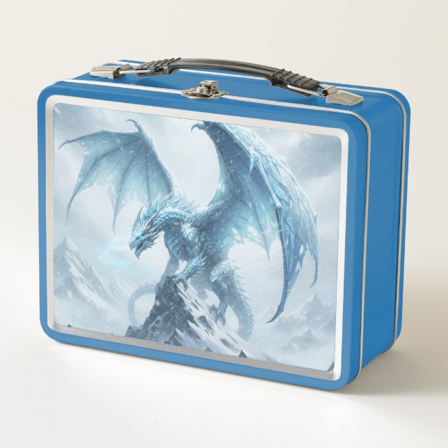 Epic Blue Ice Dragon Metal Lunch Box (Front)