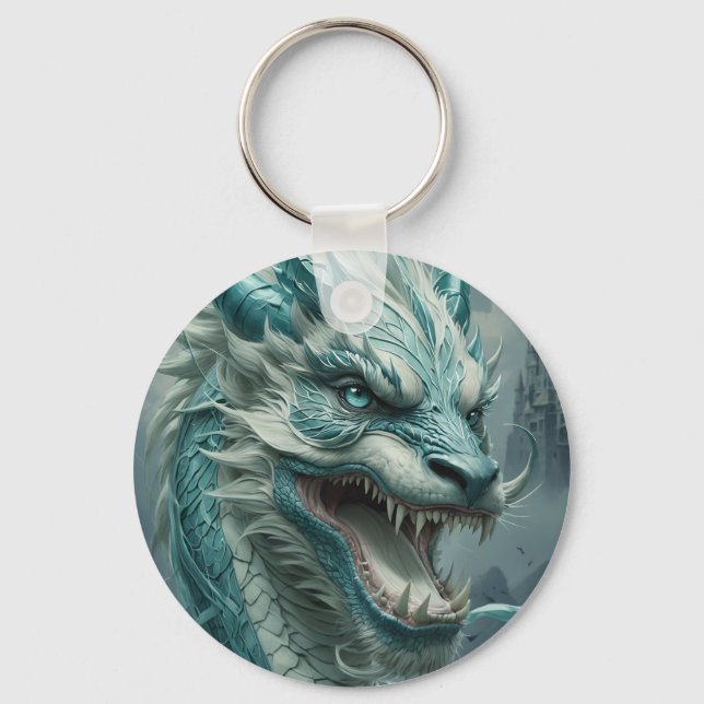 Epic Blue Storm Dragon  Key Ring (Front)