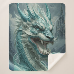 Epic Blue Storm Dragon Sherpa Blanket