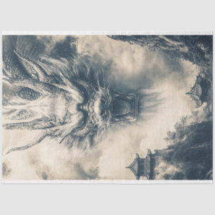 Epic Chinese Dragon Illustration Decoupage Tissue Paper