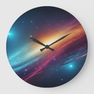 Epic Cosmic Galaxy Neon Abstract Bright Supernova Large Clock