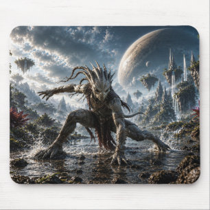 Epic Cosmic Guardian in a Fantasy World Mouse Pad