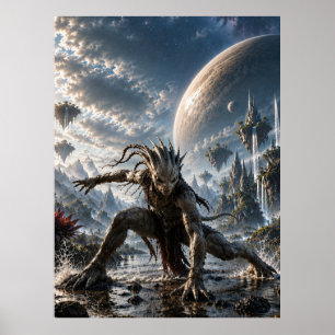 Epic Cosmic Guardian in a Fantasy World Poster
