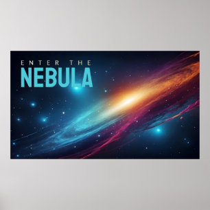 Epic Cosmic Supernova Neon Abstract Space Art Poster