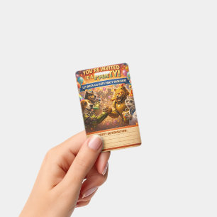 Epic dogs and cats unite party invitations ID badge