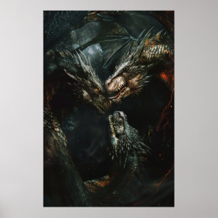 Epic Dragon Battle Fantasy Poster