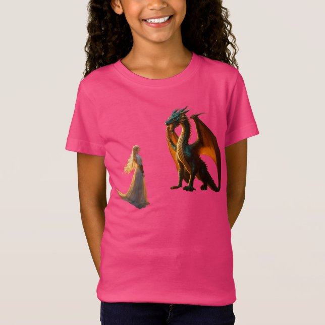 Epic Dragon vs. Knight Battle T-Shirt Design (Front)