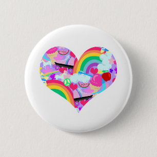 Epic Eighties Explosion Heart 6 Cm Round Badge
