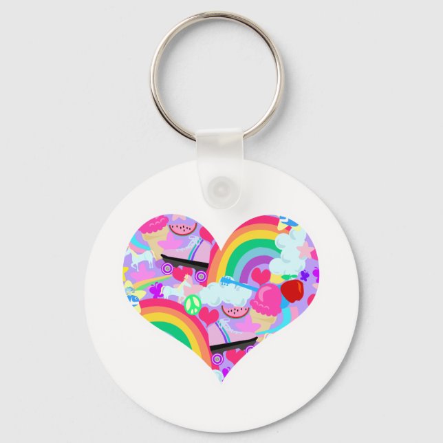 Epic Eighties Explosion Heart Key Ring (Front)