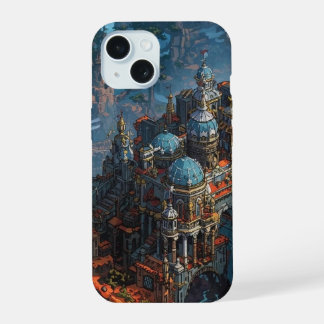“Epic Fantasy Castle Isometric Pixel Anime Art Pri iPhone 15 Case