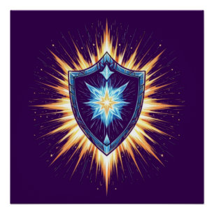 Epic Fantasy Shield with Radiant Energy Burst – Ma Poster