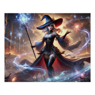 Epic Female Wizard Battle Posters Magic Power