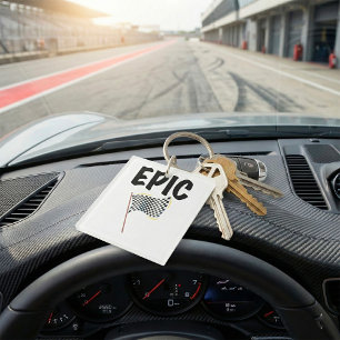 Epic Finish Line Checkered Racing Flag Key Ring