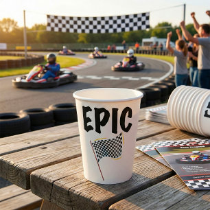 Epic Finish Line Checkered Racing Flag Paper Cups