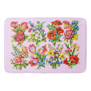 epic floral flower collection print bath mat