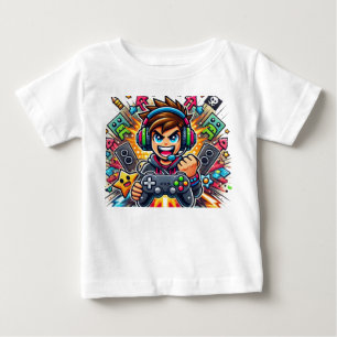 Epic Gamer Boy Cartoon Illustration – Colorful Gam Baby T-Shirt