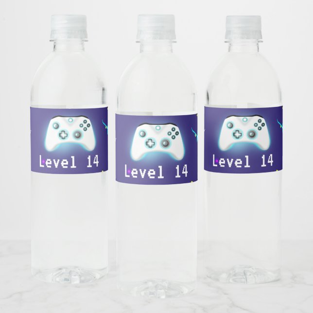 Epic Gamer Happy 14 Birthday Critical Hit! Water Bottle Label (Bottles)