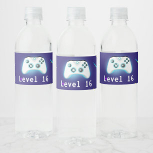 Epic Gamer Happy 16 Birthday Critical Hit! Water Bottle Label