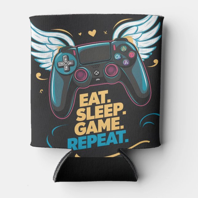 Epic Gaming Gear.  Eat. Sleep. Game. Repeat. Winge Can Cooler (Front)
