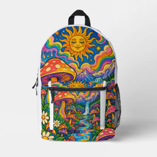 Epic Golden Dragon and Pink Floral Fantasy Backpac Printed Backpack