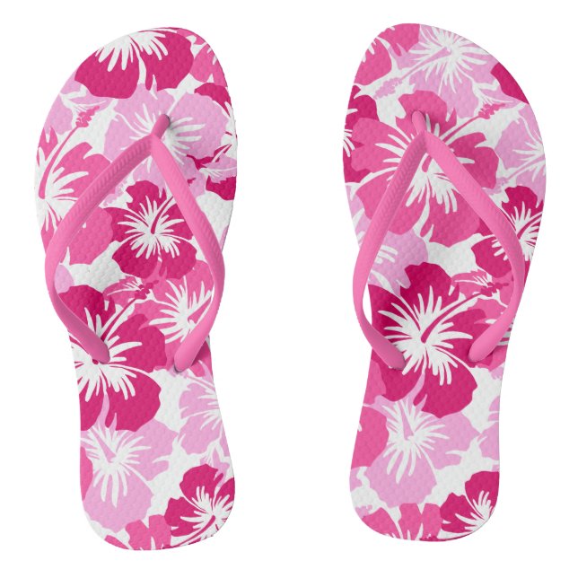 Epic Hibiscus Hawaiian Floral Aloha Shirt Print Jandals (Footbed)
