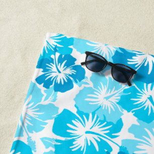Epic Hibiscus Hawaiian Floral Aloha - Turquoise Beach Towel