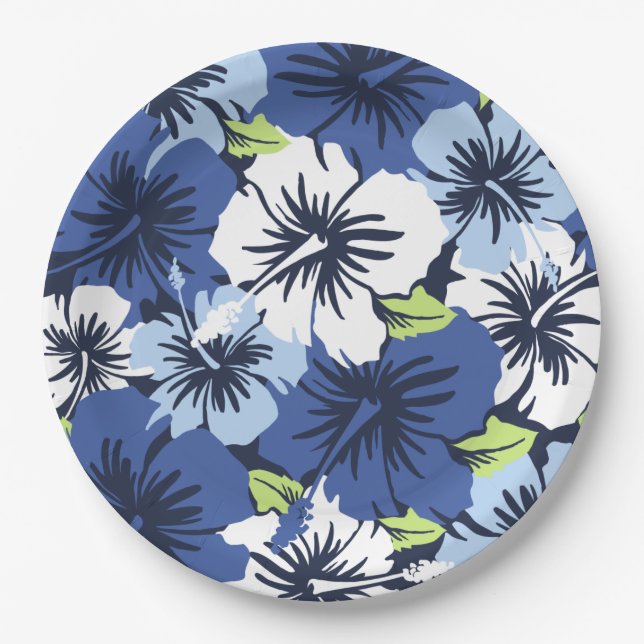 Epic Hibiscus Hawaiian Floral Paper Plate (Front)