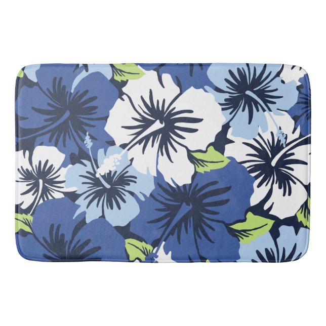 Epic Hibiscus Hawaiian Tropical Floral Bath Mat (Front)