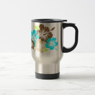 "Epic Hibiscus" in Brown/Turq Travel Mug