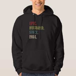 Epic Husband Since 1984 Retro 38th Wedding Anivers Hoodie