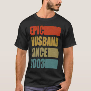 Epic Husband Since 2003 Vintage 18th Wedding Anniv T-Shirt