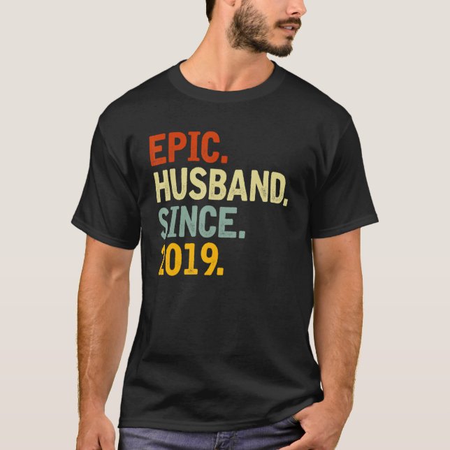 Epic Husband Since 2019   3rd Wedding Anniversary  T-Shirt (Front)