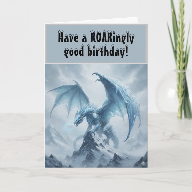 Epic Ice Dragon Fantasy Birthday   Card (Front)