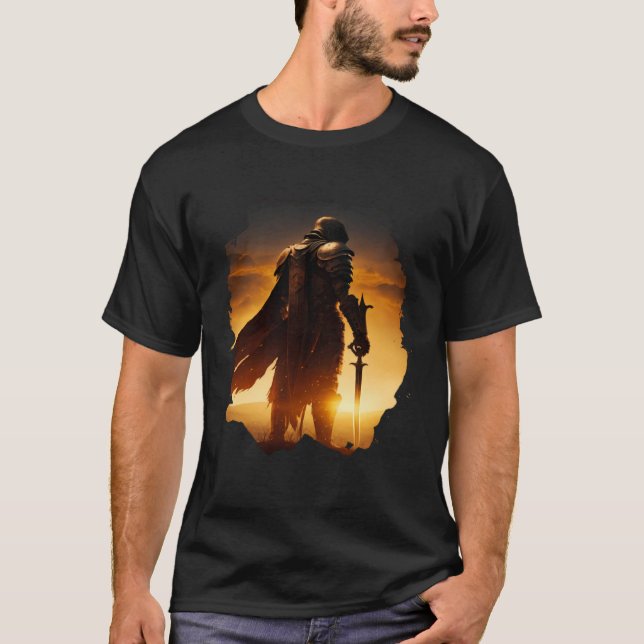 Epic knight at sunset on the field T-Shirt (Front)