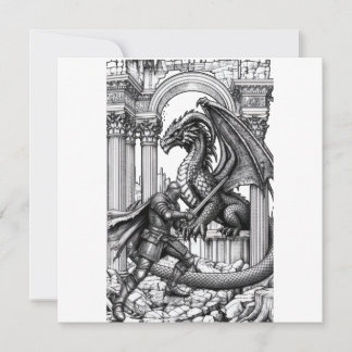 Epic Knight vs Dragon Fantasy Invitation